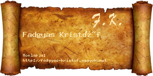 Fadgyas Kristóf névjegykártya